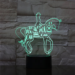 Small Night Light Creative Children Bedroom 3D Light horse riding Luminaria Usb Led Lovely 7 color change 3D Lamp 1923