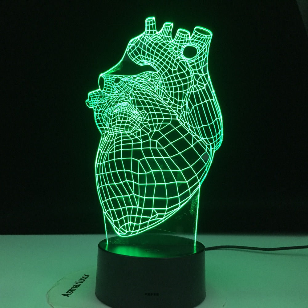 3D-1553 The Heart Shape 3D Lamp Battery Powered 7 Colors with Remote Cool Present for Children Atmosphere Led Night Light Lamp