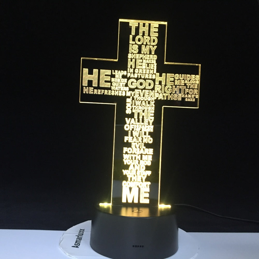 Jesus Christ Cross USB 3D LED Night Light Gifts Desk Table Lamp Bedroom The Lord Is My Shepherd Bible Book Lamp Dropshipping