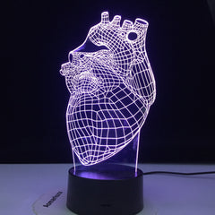 3D-1553 The Heart Shape 3D Lamp Battery Powered 7 Colors with Remote Cool Present for Children Atmosphere Led Night Light Lamp