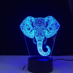 3D Touch Elephant Night Light Colorful Changing LED Table Lamp Gift Living Room Bar Decor Lights