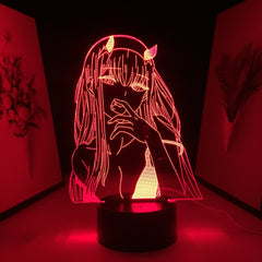 Anime DARLING in the FRANXX Zero Two Figure 3D LED Night Light Home Bedroom Table Decoration Night Light for Children's Festival Birthday Gifts 7 Color Changes With Remote Neon Lamp
