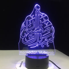 Novelty Islam Blessing Ramadan Mubarak Best Wishes Greetings 3D LED Night Light Desk Lamp Home Decor Holiday Gift Kids Toys
