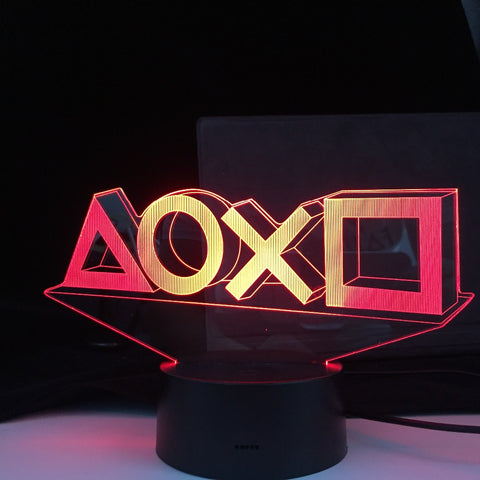 LED Upward Lighting Game Icon 3D Illusion Night Lamp Cool Gaming Room Desktop Setup Light Computer Desk Decoration Backlight