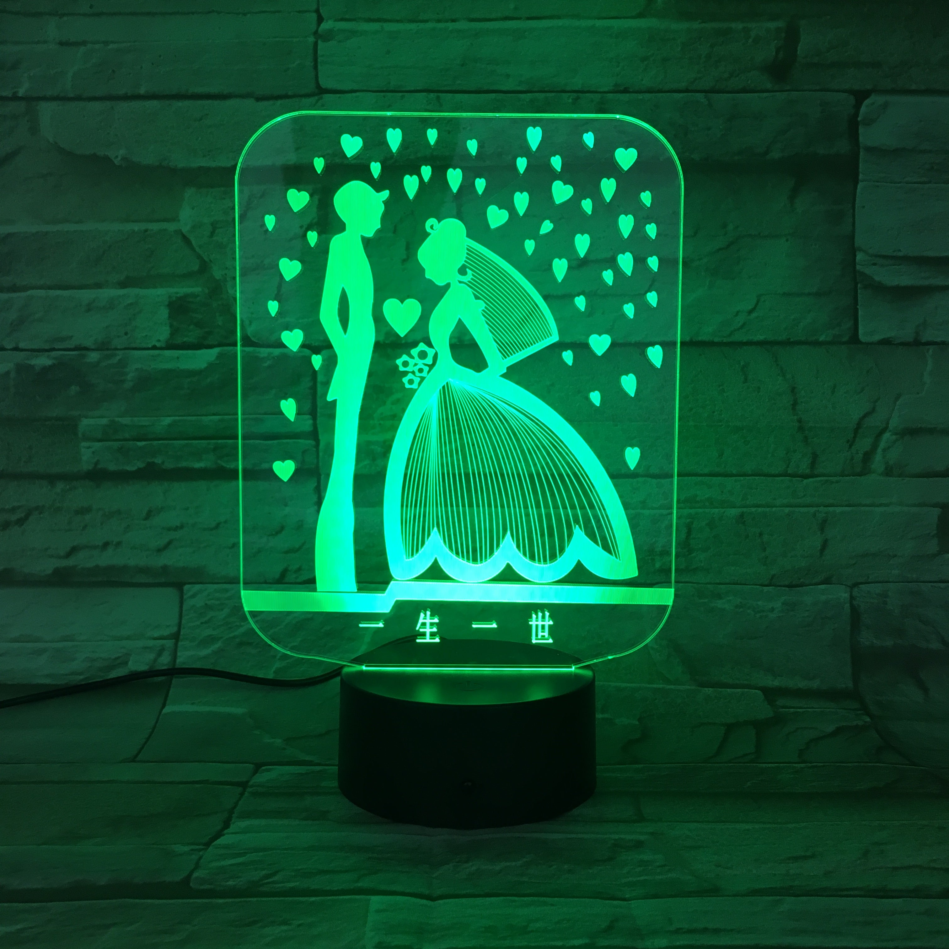 Creative 3D Visual Lover Marry Led Night Light 7 Color Home Table Party Bar Decor Led Lamp Boys girls Kids Favor Best Gifts 764