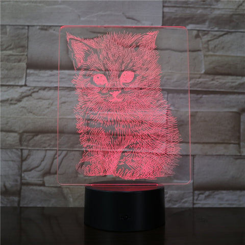 Lifelike Cat 3D LED Illusion Lamp USB Night Lights 7 Colors Flashing Novelty Table Lamp Kids Bedside Decorations Drop AW-3339