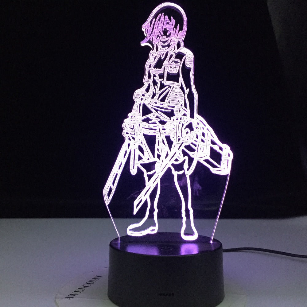 Attack on Titan Mikasa Ackerman Figure Kids 3d Lamp Nightlight for Room Decoration Led Colors Changing Night Light Anime Gift