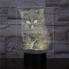 Lifelike Cat 3D LED Illusion Lamp USB Night Lights 7 Colors Flashing Novelty Table Lamp Kids Bedside Decorations Drop AW-3339