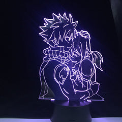 Natsu Grey and Lucy Anime Lamp Anime Fairy Tail Natsu Dragneel and Erza Scarlet Hug Night Light Led Touch Sensor Nightlight