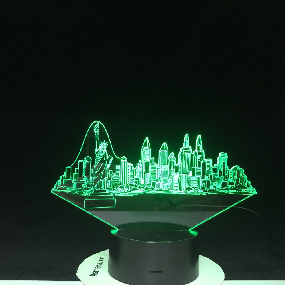 New York City Buildings Modelling 3D Led Usb 7 Colors Changing Novelty Touch Button Desk Table Lamp Atmosphere Night Light Gifts