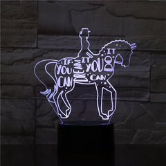 Small Night Light Creative Children Bedroom 3D Light horse riding Luminaria Usb Led Lovely 7 color change 3D Lamp 1923