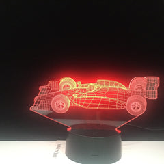 F1 Racing Car 3D LED Lamp Cute Gift for Infant Nightlight Multi-color with Remote for Indoor Decorative Led Night Light Lamp