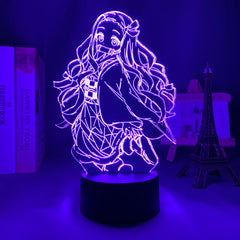 Kimetsu No Yaiba Nezuko Kamado Anime Figure 3D LED Night Lamp Home Decor Children's Festival Birthday gifts USB link Charging Neon Lights