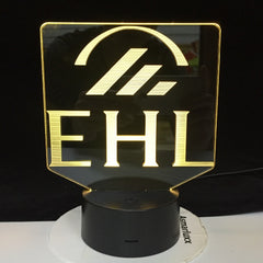 EHL Swiss Ecole Hoteliere de Lausanne Design Shape Electric Illusion 3d Lamp LED 7 Color Changing For Hotel Office Home GIft