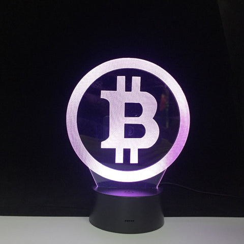 Simple Bitcoin Night Light 3D LED USB RGB Table Desk Lamp Home Decor Christmas Gift Display Bulb Boy Toys Birthday Present