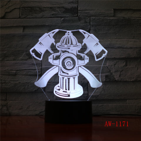 Novelty 3D Fireman Table Lamp LED USB Touch Button 7 Color Changing Fire Fighter Night Light Bedside Decor Light Gifts AW-1171