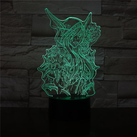 Sylvanas Windrunner Wow 3D LED Lamp World Of Warcraft Children's Night Light Led Bedroom Decor Holiday Gift Kids Night USB Lamp