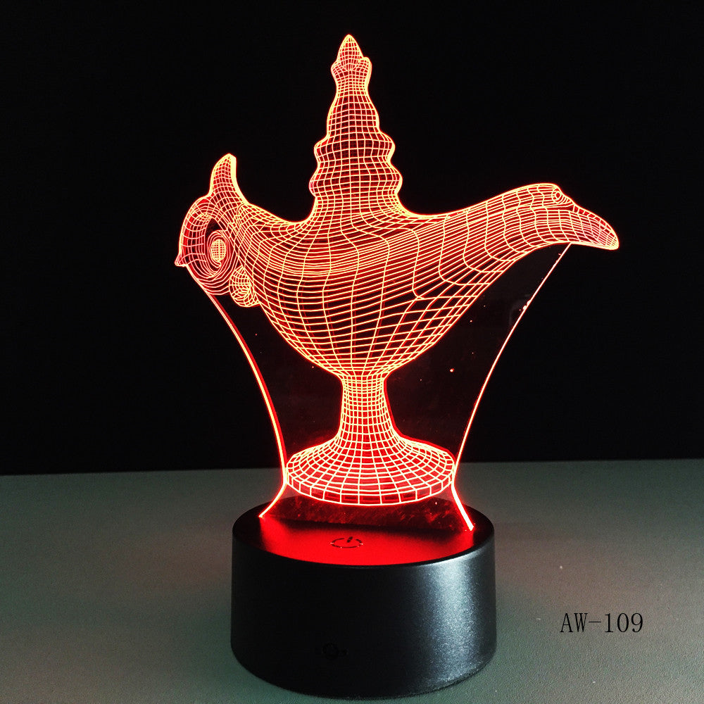 USB Novelty Gifts 7 Colors Changing Led Night Lights Aladdin magic lamp 3D LED Desk Table Lamp Decor for Home Office AW-109