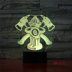 Novelty 3D Fireman Table Lamp LED USB Touch Button 7 Color Changing Fire Fighter Night Light Bedside Decor Light Gifts AW-1171