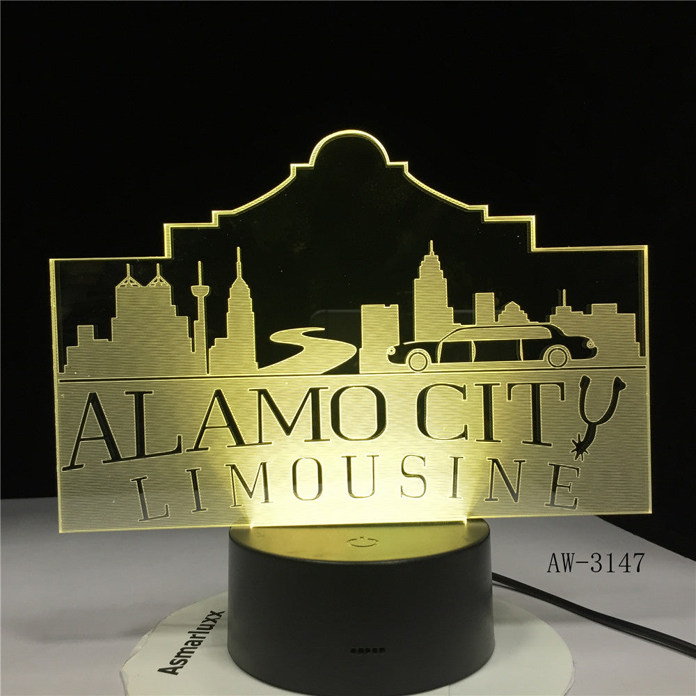 Usb 3d Led Night Light Alamo City Atmosphere Lamp Decoration RGB Kids Baby Gift Famous Buildings Table Lamp Bedside AW-3147