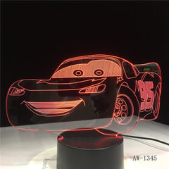 Lightning McQueen Route 66 Your Racing Car 3D 7 Color Lamp Visual Led Night Lights For Kids Touch Usb Table Lampara AW-1345