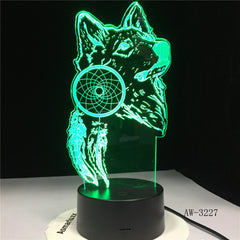 Animal Wolf Decor 3D LED Nightlights Colorful Wolf Design Table Lamp Home Decor Illusion Lights Bedroom Modern Decor AW-3227