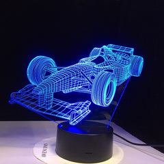 Racing Car F1 USB LED Table Lamp Super Car 3D Night Light 3D Illusion Lamp Children Kids Bedroom Decor sitting room lights