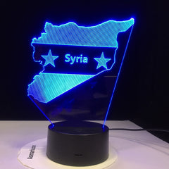 Syria Map 3D LED Night Lights 7 Colors Changing USB Bedroom Decor Shape Table LampBedside Sleep Light Fixture Gifts Dropship
