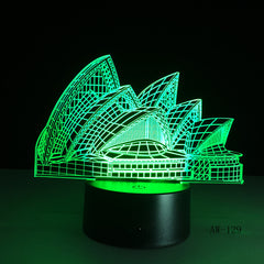 Romantic Sydney Opera House Night Light USB Touch 7 Color Change Lamp 3D LED Desk Cafe Bar Restaurant Table Mall Lighting AW-129