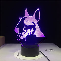 Creative Kids Baby Gift 3D Illuison Pet Dog Lamp Bull Terrier LED Night Light Creative Decorative Table Lamp Drop Ship AW-2653
