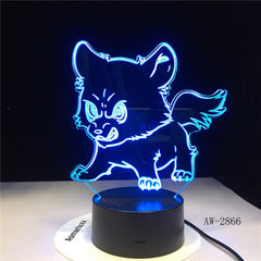 Angry Dog Family Usb Night Lights Home Decor Bedside Kids Gifts Desk Lamp 3D Led Luminous Novelty 7 Colors Changing AW-2866