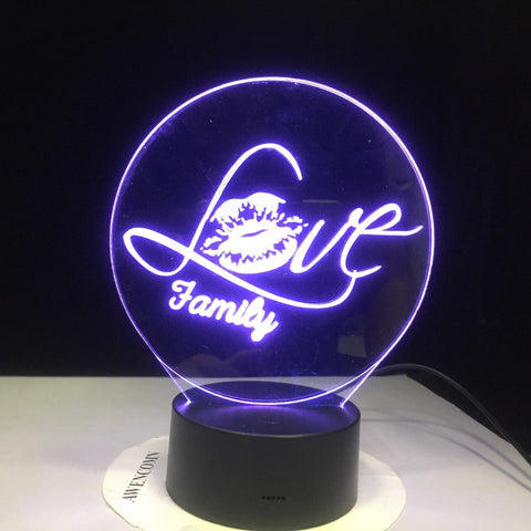 Love Family Shape 3D LED Lamp Night Light Baby Romantic Atmosphere Home Decor Gadget Colors Nightlights Dropshipping