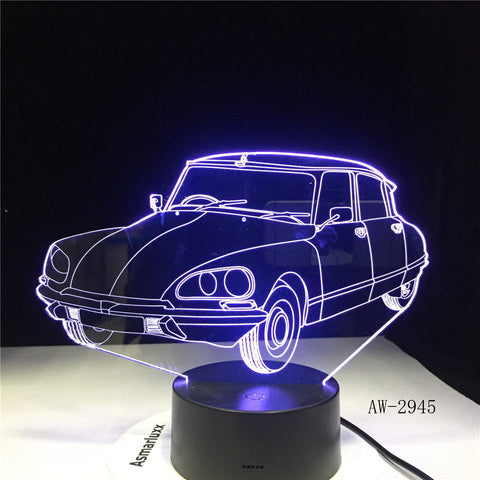 Acrylic Sports Car Design 3d Gift Lamp Led Colorful Touch Remote Control Usb 3d Night Light 7 Colors Change Kids Lamp AW-2945