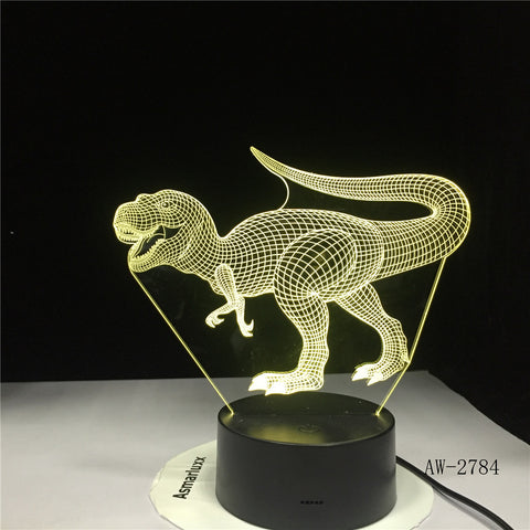 New 3D Illusion Led Lamp Dinosaur 7 Color Led Bulb Decoration Animal Night Light Nightlight Table Lamp Boys Gifts AW-2784