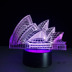 Romantic Sydney Opera House Night Light USB Touch 7 Color Change Lamp 3D LED Desk Cafe Bar Restaurant Table Mall Lighting AW-129