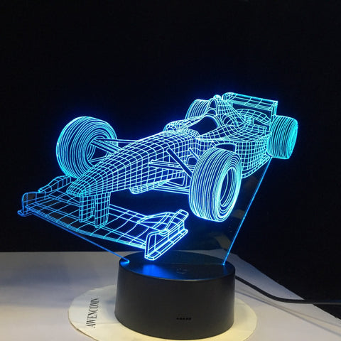 Racing Car F1 USB LED Table Lamp Super Car 3D Night Light 3D Illusion Lamp Children Kids Bedroom Decor sitting room lights