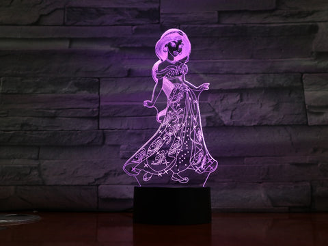 Princess Jasminess 3d Night Light Led Girl Daughter Birthday Gift Room Decor Light Touch Sensor Table Night Lamp Dropshipping