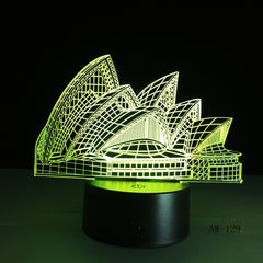 Romantic Sydney Opera House Night Light USB Touch 7 Color Change Lamp 3D LED Desk Cafe Bar Restaurant Table Mall Lighting AW-129