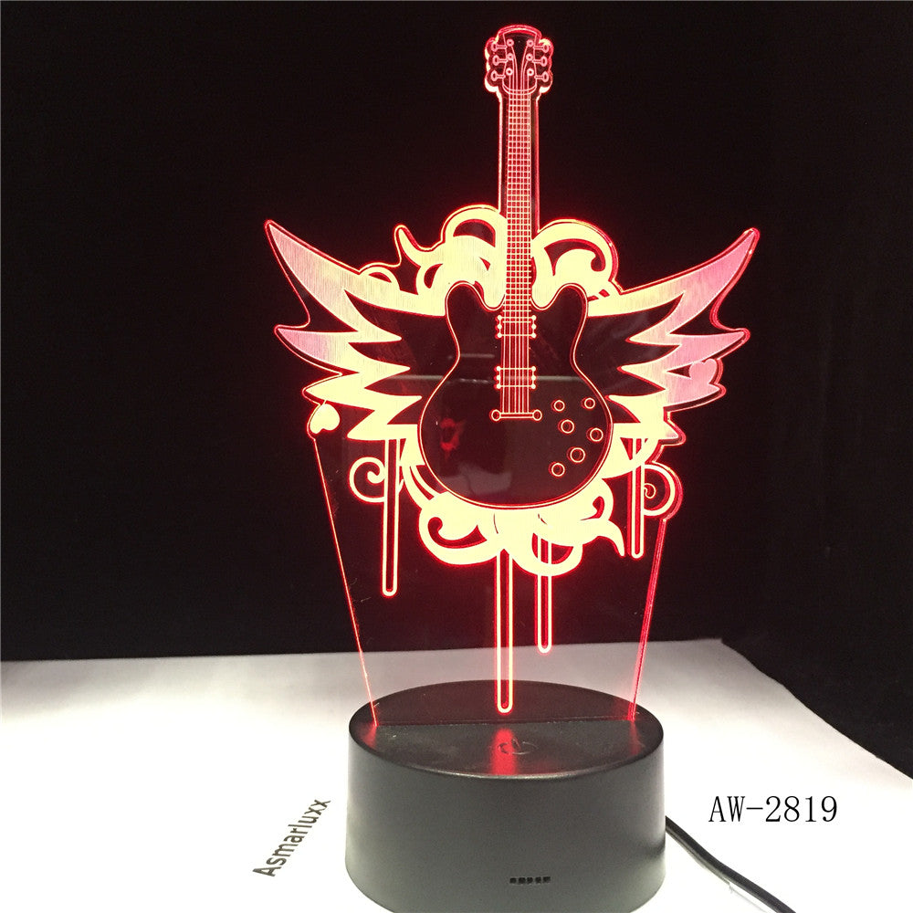 Rock Music Guitar Fly Bass 3D LED LAMP NIGHT LIGHT for Musicians Home Table Decoration Birthday Christmas Present Gift AW-2819