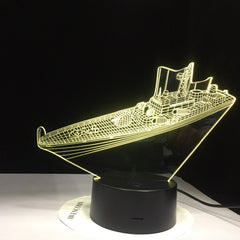 Destroy Ship 3D LED Night Light Table Lamp Acrylic Bulbing Optical Illusion Lumineuse Baby Sleeping Lighting Room Home Decor