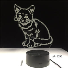 3D LED Night Light Alert Cat with 7 Colors Light for Home Decoration Lamp Amazing Visualization Illusion Dropship Gift AW-3095