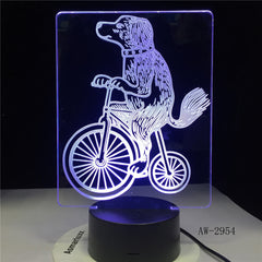 3D Lamp Circus Dog Ride Bicycle Acrobatic Show Color Multicolor Led Night Light Toy Table Touch Lampara Birthday Gift AW-2954