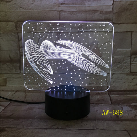 7 Colors Change 3D Vision Airplane Modelling Led Aircraft Night Light Desk Lamp Decor Usb Sleep Lighting Fixtures Gifts AW-688