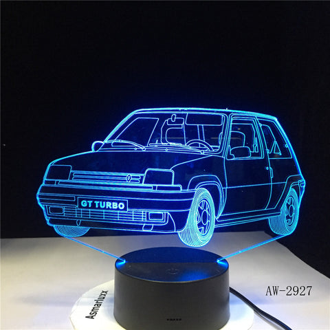 GT Turbo Touch USB Indoor Lighting Car Shape Small Night Light Novelty led 3D Visual Night Light 7 Colors Desk Lamp AW-2927