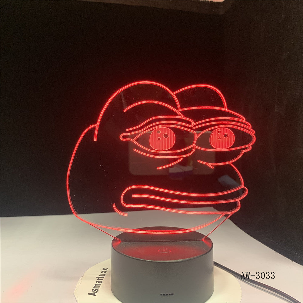 Cartoon Frog Night Lamp 3D Illusion 7 Color Changing Decorative Light Child Kids Girl Gift Desk LED Night Light Bedside AW-3033