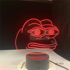 Cartoon Frog Night Lamp 3D Illusion 7 Color Changing Decorative Light Child Kids Girl Gift Desk LED Night Light Bedside AW-3033