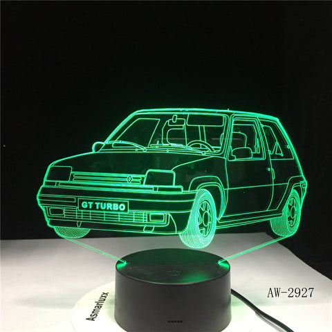 GT Turbo Touch USB Indoor Lighting Car Shape Small Night Light Novelty led 3D Visual Night Light 7 Colors Desk Lamp AW-2927