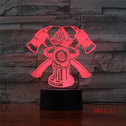 Novelty 3D Fireman Table Lamp LED USB Touch Button 7 Color Changing Fire Fighter Night Light Bedside Decor Light Gifts AW-1171