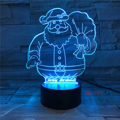 Christmas Gift 3D illusion Lamp Snowman with Coat Design LED Night Light for Children Living Room Lights Table Lamp AW-707