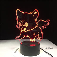 Angry Dog Family Usb Night Lights Home Decor Bedside Kids Gifts Desk Lamp 3D Led Luminous Novelty 7 Colors Changing AW-2866